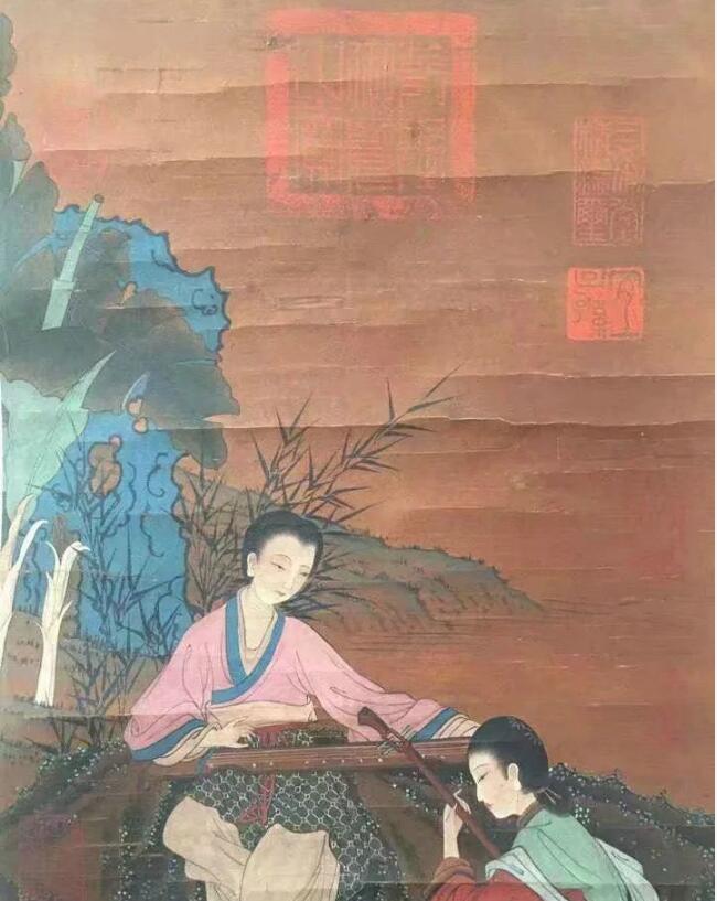 老絹孫位仕女圖裱原始圖片2