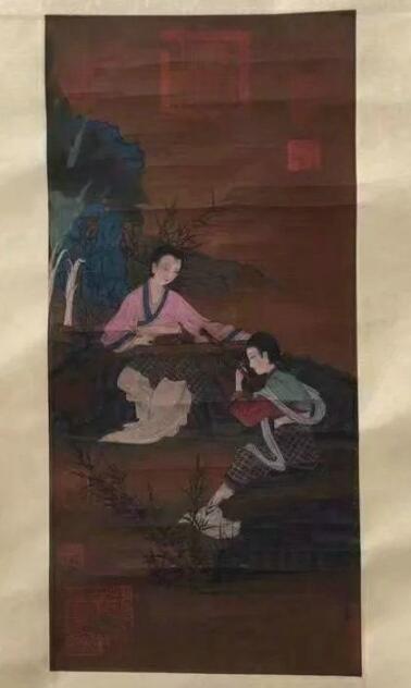 老絹孫位仕女圖裱原始圖片3