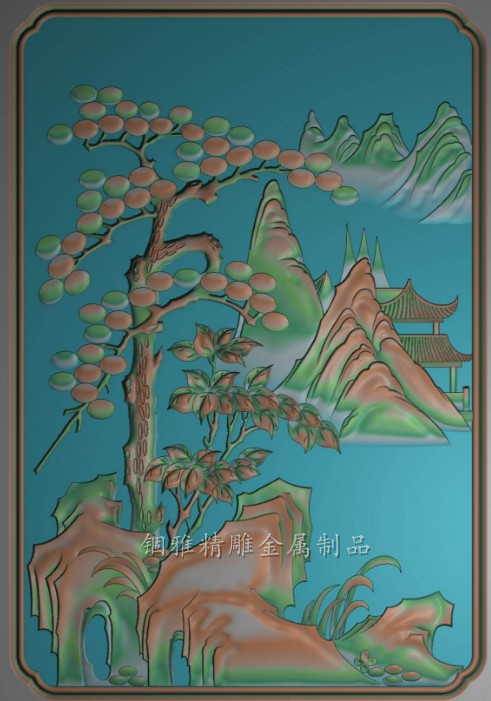 纯铜经典浮雕“迎客松”装饰壁画背景墙