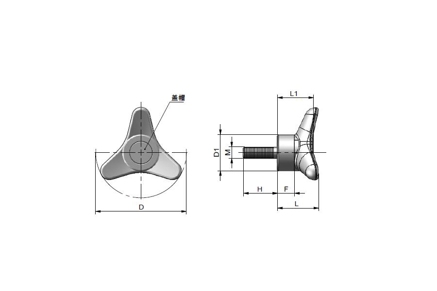 TANJA T66三臂式緊固旋鈕 箭形設備手柄  重型機械旋鈕