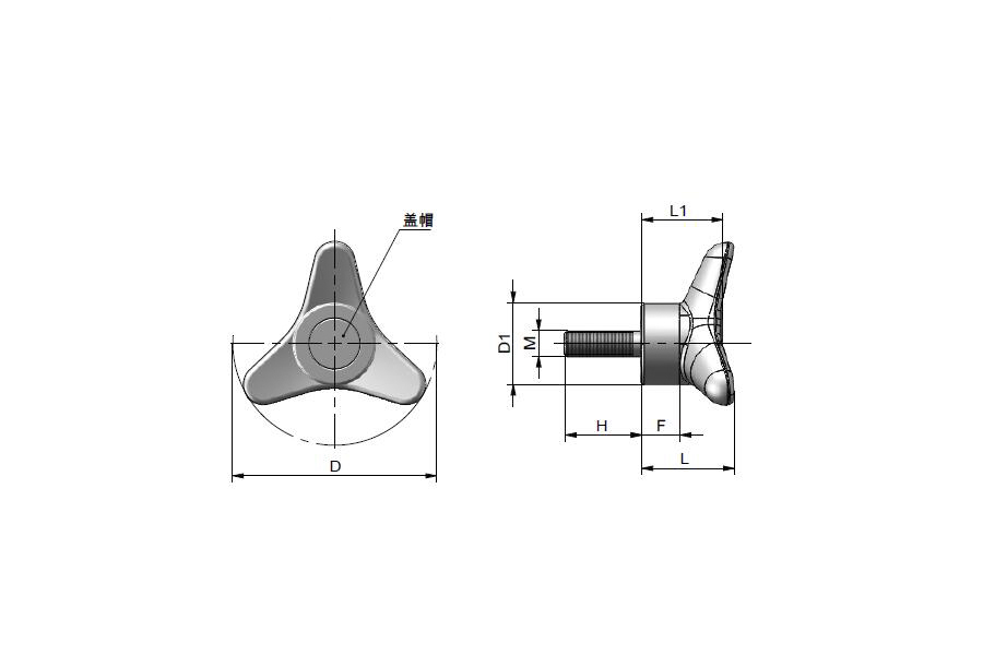 TANJA T67儀器旋鈕 三臂式把手 聚酰胺材質(zhì)旋鈕 重型機(jī)械旋鈕原始圖片2