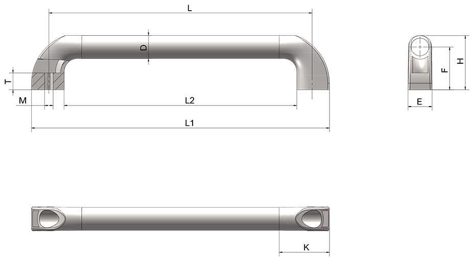 TANJA L46廚具設(shè)備把手 硬質(zhì)鋁合金電控柜拉手 黑色亞光檢測(cè)儀器把手